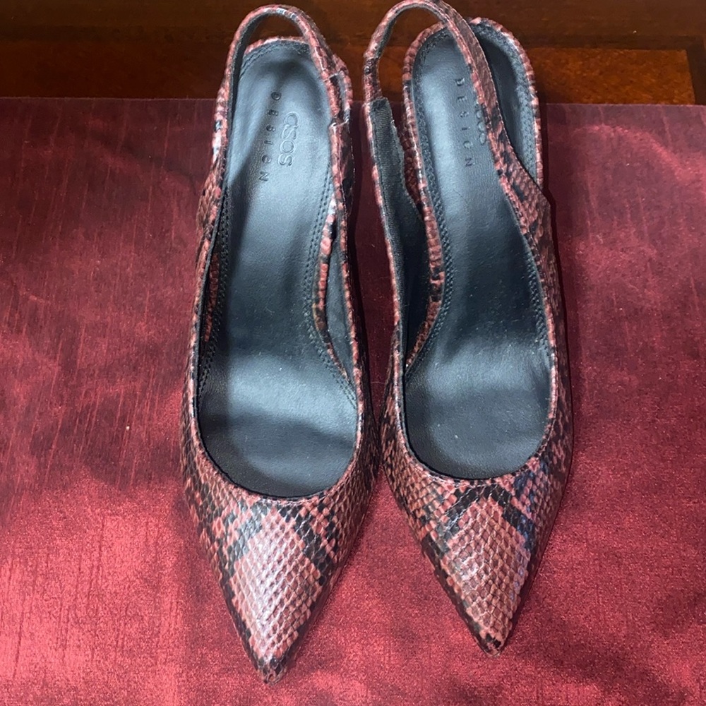 ASOS Snakeprint Slingback Heels
